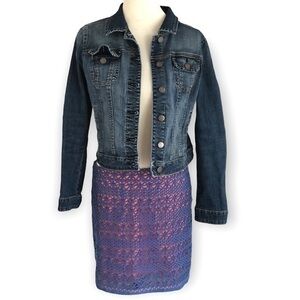 Crochet blue and orange skirt